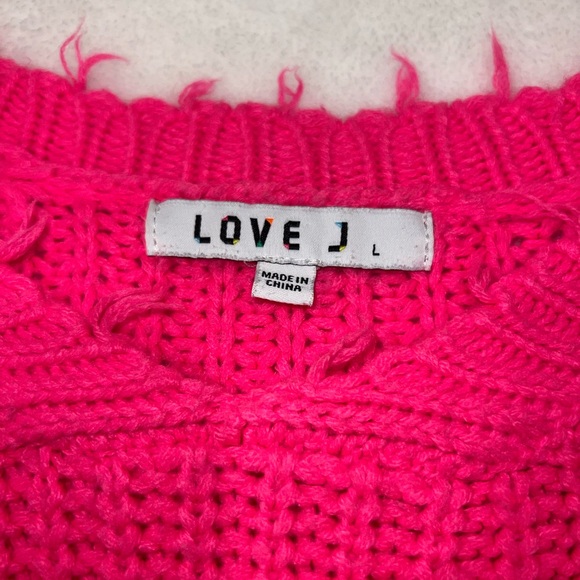 Love J Pink Frayed Hem Sweater - Picture 4 of 4